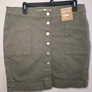 Route 66 Olive Button-Up Mini Skirt
